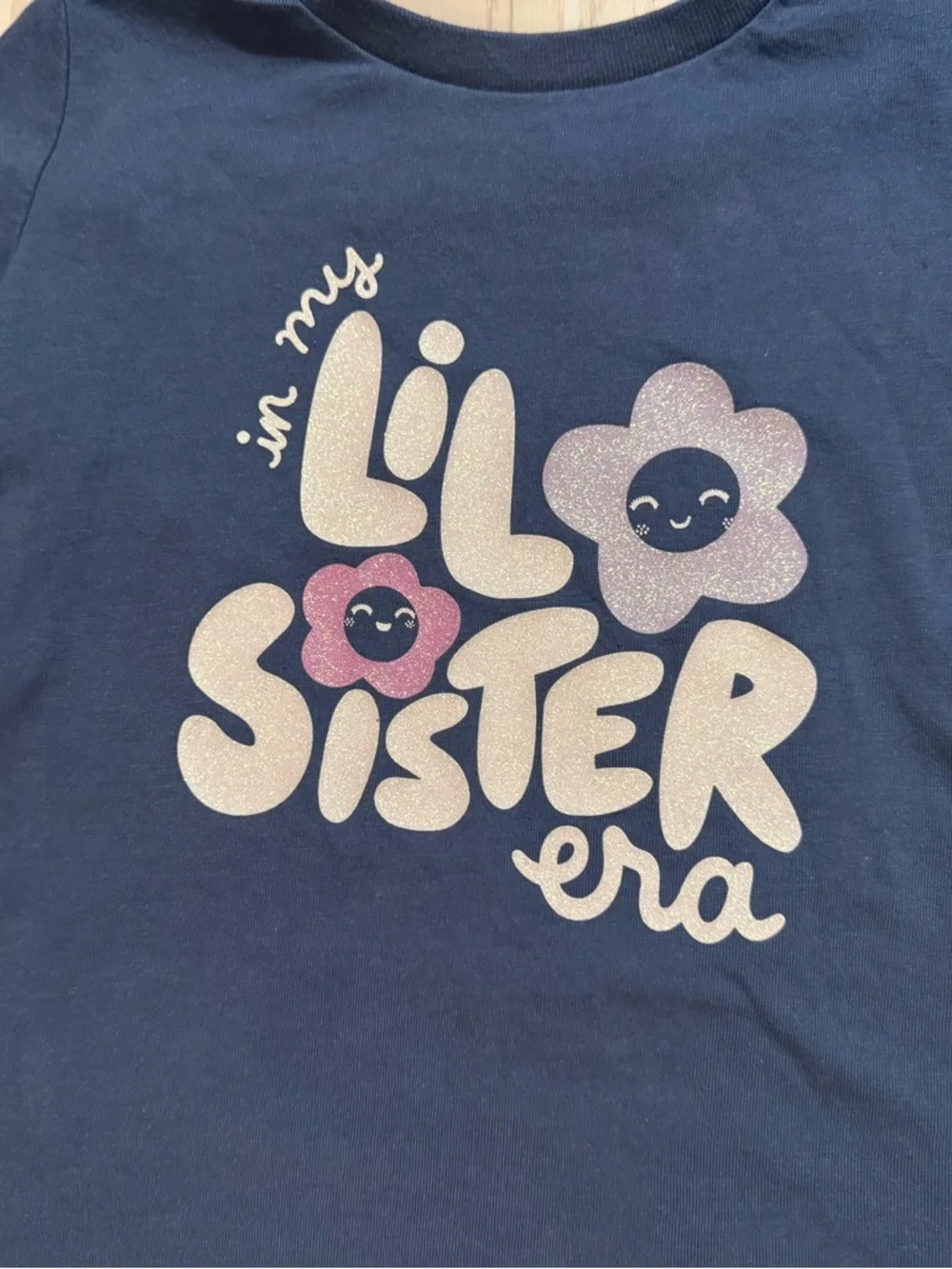 Carters Toddler Girl 2T Lil Sister Era Graphic Tee‎ Blue Shirt